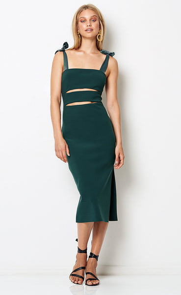 Tasha Cut Out Midi Dress- Emerald