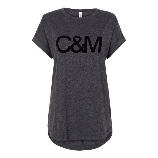 Black Logo Roll Sleeve Tee