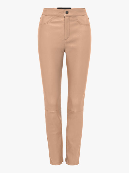 Pure Iconic Stretch Leather Skinny Pant- Camel