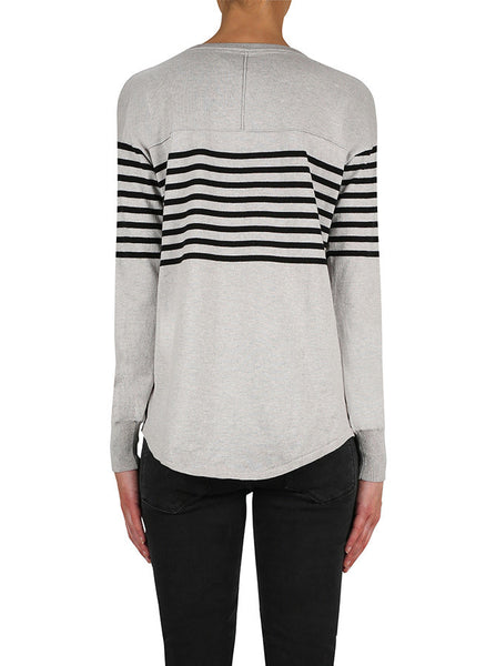 Seeing Stripes Sweater- Grey Marl/Black