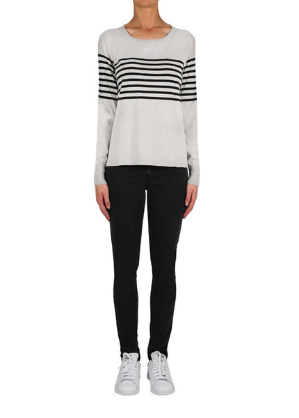 Seeing Stripes Sweater- Grey Marl/Black