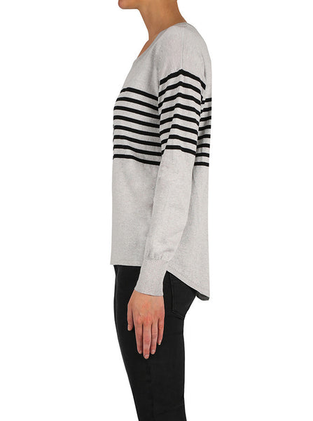 Seeing Stripes Sweater- Grey Marl/Black