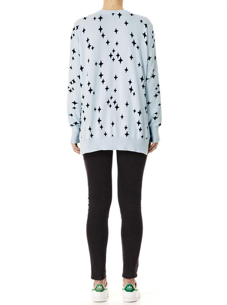 Sparkle V-Neck Sweater- Frost/ Black