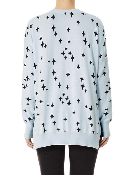 Sparkle V-Neck Sweater- Frost/ Black