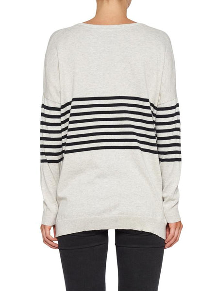 Escape V-Neck Sweater- Grey Marle/Black