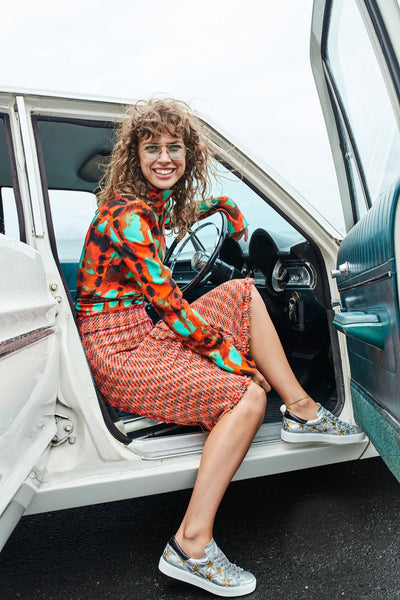 Stella Sneakers- Silver/Gold Metallic