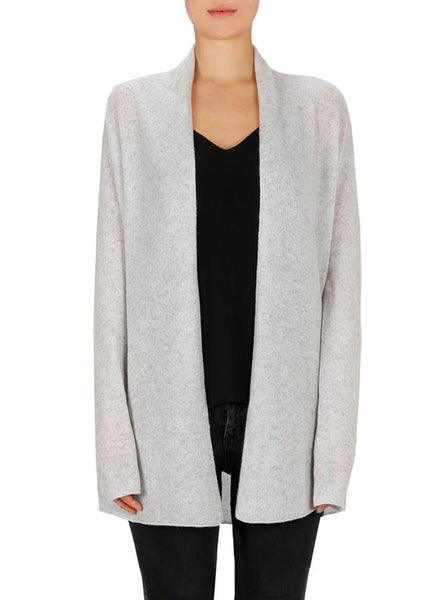 Superluxe Self Roll Neck Cardi- Grey Marle