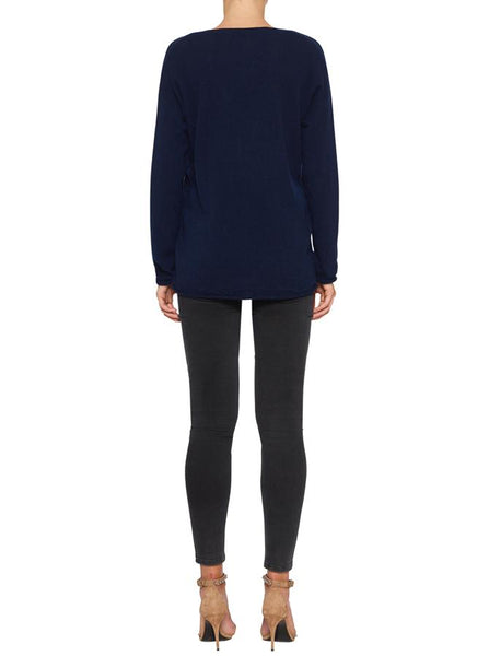 Superluxe Self Roll V-Neck- Navy