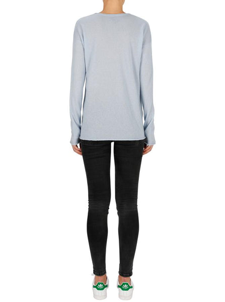 Superluxe Self Roll V-Neck- Pale Blue