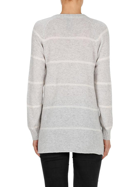 Superluxe Stripes Sweater- Grey Marle/ Ivory