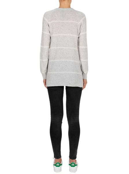 Superluxe Stripes Sweater- Grey Marle/ Ivory