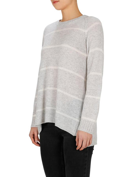 Superluxe Stripes Sweater- Grey Marle/ Ivory
