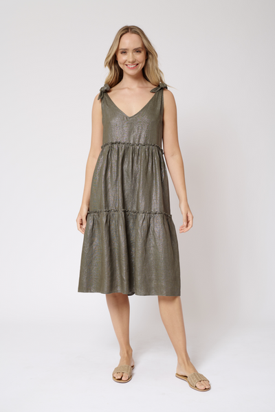 Santorini Dress- Khaki Lurex