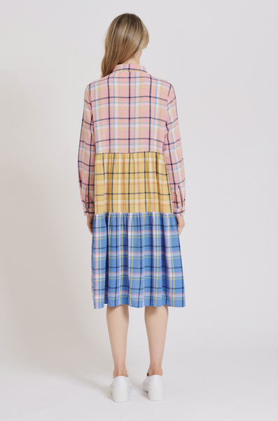 Hazel Dress- Peach Splice Check