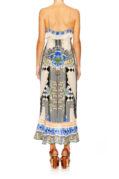 Long Wrap Dress W/ Frill- Salvador Secrets