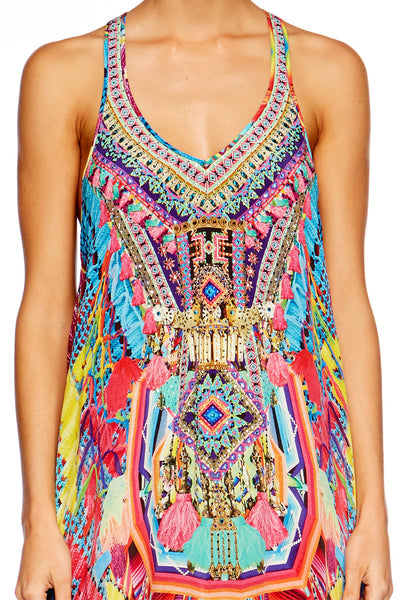 V Neck Racer Back Dress- Ms Mochilla