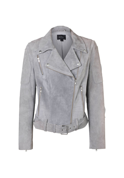 Classic Biker Jacket- Grey Suede