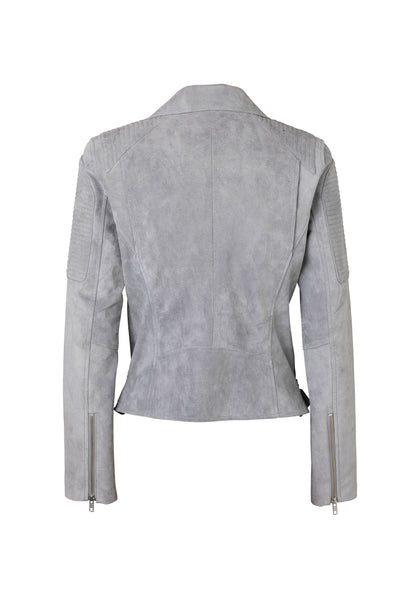 Classic Biker Jacket- Grey Suede