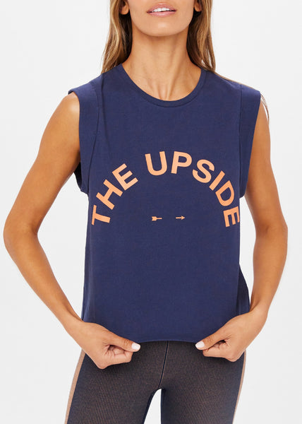 Cropped Muscle Tank- Navy