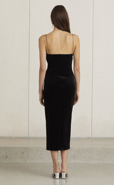 Velour Asym Dress- Black