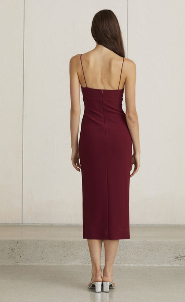 Lea Split Midi Dress- Burgundy