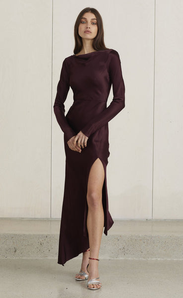 Caroline Midi Dress- Plum