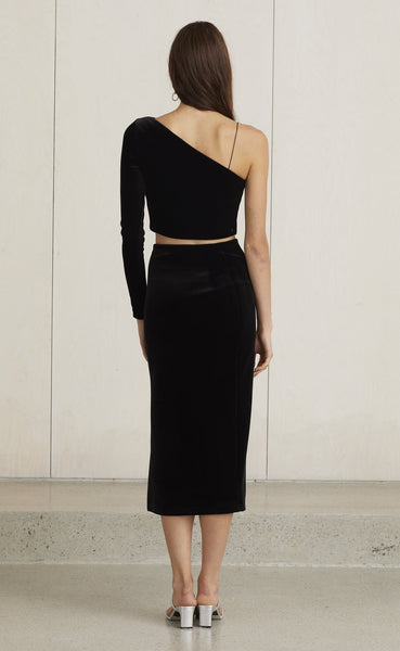 Velour Midi Skirt- Black