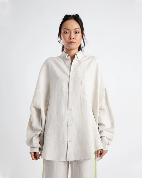 LS OVERSIZED SHIRT- SILVER