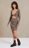 Riviera Knit L/S Mini Dress- Slit