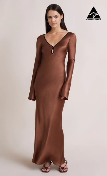 Annika L/S Maxi Dress- Chocolate