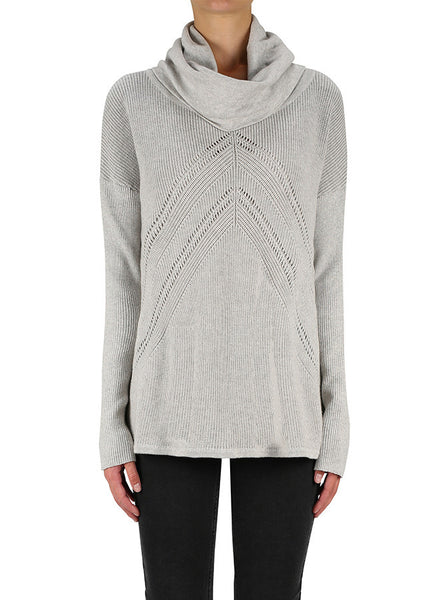 Wanderlust Scarf Roll Neck- Grey Marle