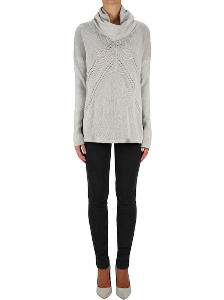 Wanderlust Scarf Roll Neck- Grey Marle