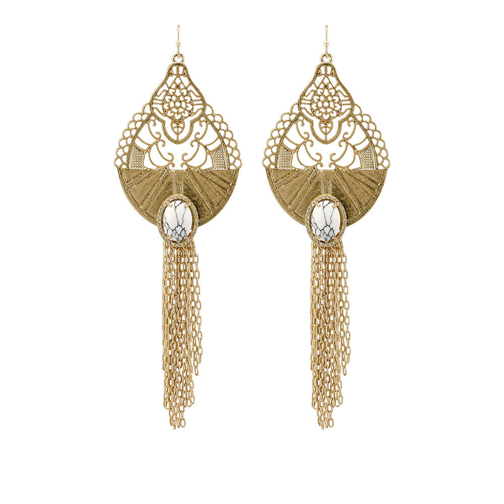 Wildest Dreams Grand Earrings- White Howlite