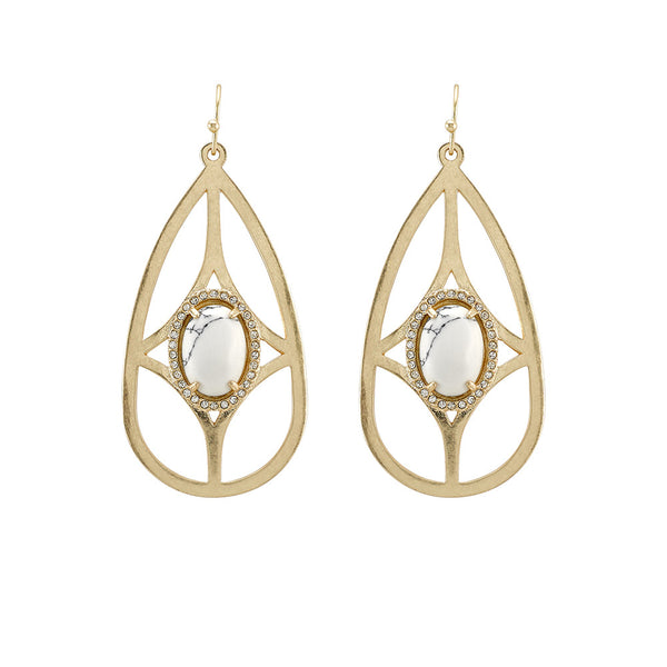 Wildest Dreams Hook Earrings- White Howlite