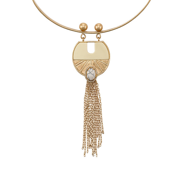 Wildest Dreams Collar Necklace- White Howlite