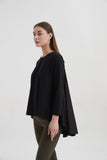 Pleat Back Combi Top- Black