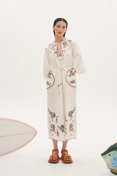 NELLY EMBROIDERED MIDI DRESS