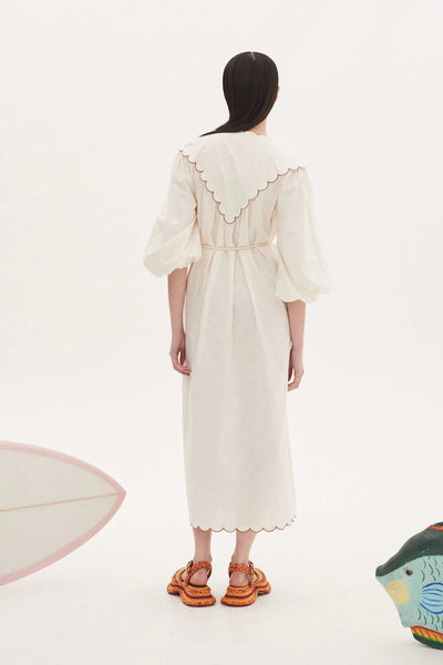 NELLY EMBROIDERED MIDI DRESS