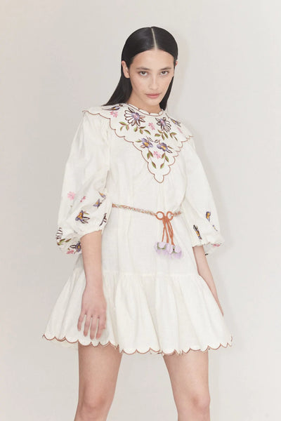 NELLY EMBROIDERED MINI DRESS