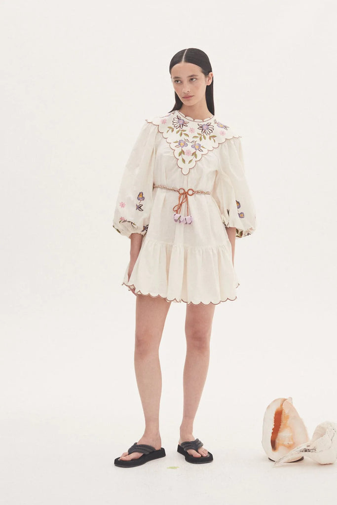 NELLY EMBROIDERED MINI DRESS