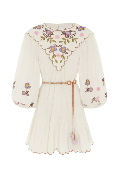 NELLY EMBROIDERED MINI DRESS