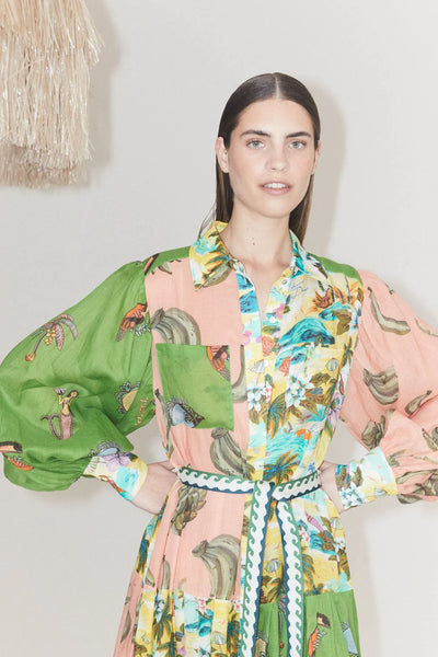 HOLIDAY PATCHWORK SHIRTDRESS