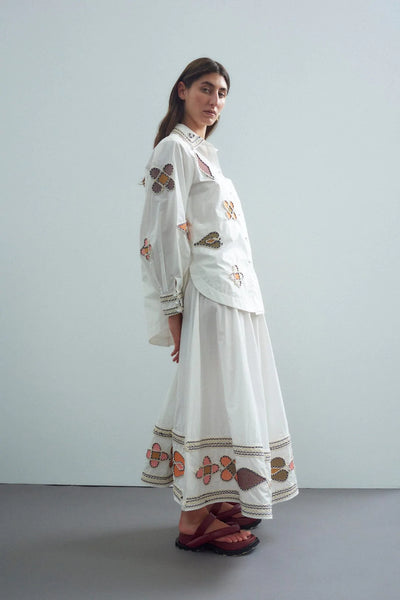 Spades Embroidered Midi Skirt