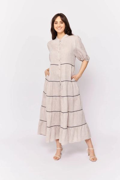 Martina Dress In String Linen