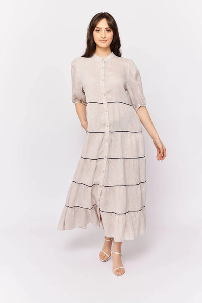 Martina Dress In String Linen