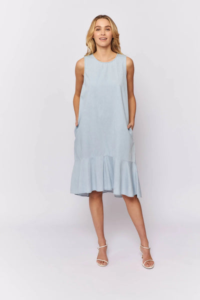 Sassy Dress In Pale Blue Denim