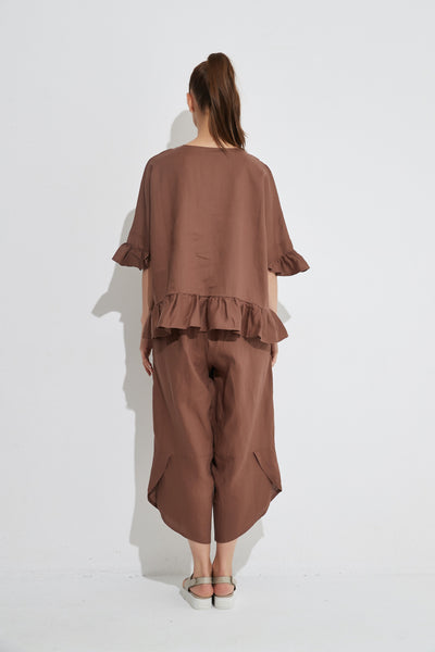 Frill Hem Tee- Mocha