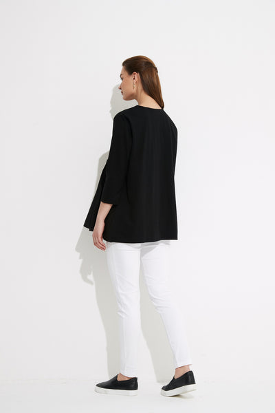 Woven Pleat Top-Black