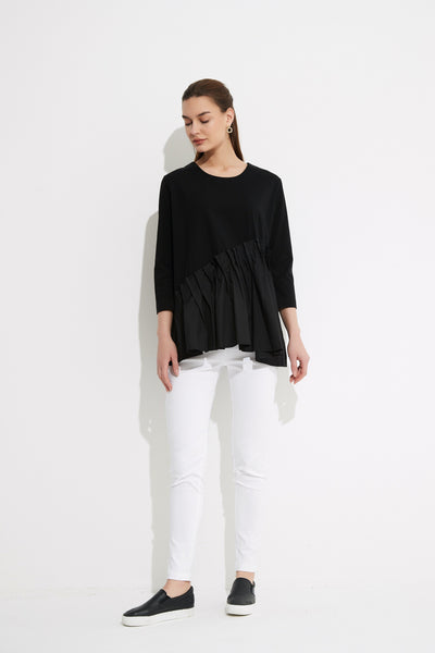 Woven Pleat Top-Black