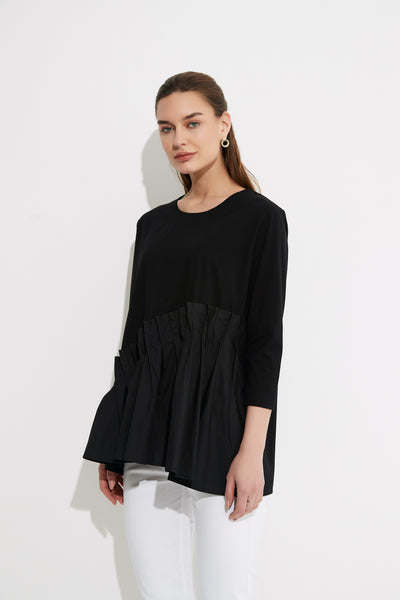 Woven Pleat Top-Black